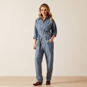 Ariat Blue Jean Long Sleeve Coveralls Button Down Utility Women's size Small